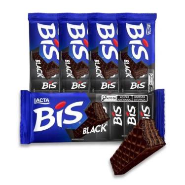 Imagem de Bis Black Chocolate Lacta Kit 5 Caixas Com 16 Unidades