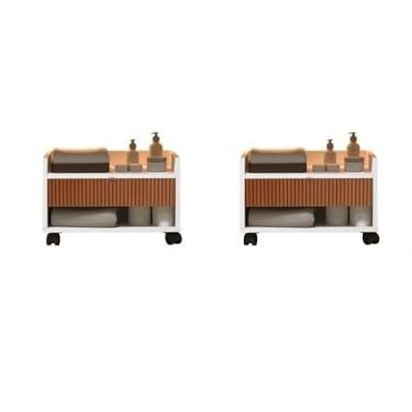 Imagem de JM3 Moveis Kit 2 Armario Gabinete Organizador Prisma de Chão Para Banheiro - JM3 Moveis (Branco/Ripado)