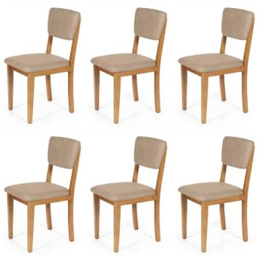 Imagem de Straub Web, Conjunto 6 Cadeiras de Jantar Estofada em Madeira Maciça Ella Bege