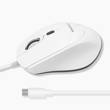 Imagem de Macally USB C Mouse para Mac - Preciso e Confortável - Com Fio Tipo C Mouse para MacBook Pro Air|iPad|PC|iOS|Android - Apple Mouse com corpo ambidestro, vários DPI e cabo de 5 pés - Plug and Play