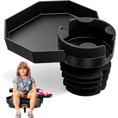 Imagem de Bandeja de viagem infantil – Base grande – Bandeja para assento de carro e suporte de copo de carro – Bandeja para lanches, entretenimento, brinquedos – Inclui suporte para copo – serve na maioria dos