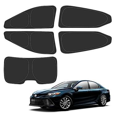 Imagem de D-Lumina Para-sol para janela traseira e lateral para Toyo-ta Camry 2018 2019 2020 2021 2022 2023 acessórios Toyo-ta Camry, pára-brisa protetor de viseira de sol bloqueia raios UV calor, dobrável, 2 camadas, material 210T, pacote com 5