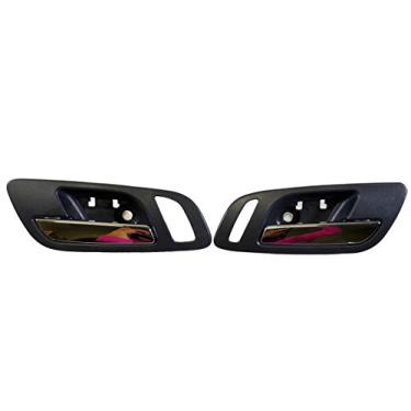 Imagem de PT Auto Warehouse GM-2546MA-FP2 - Maçaneta interna interna, preta (ébano), alavanca cromada - Par dianteiro esquerdo/direito