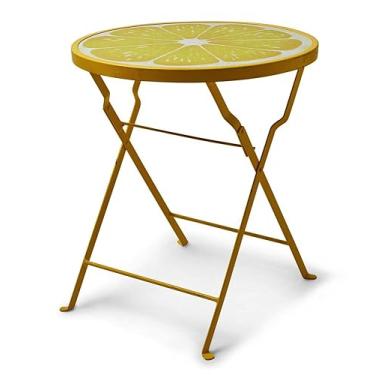 Imagem de Mesa dobrável de ferro de verão de 43 cm | decoração à beira da piscina | mesa de extremidade patio | lavável | verão | brilhante e divertido | móveis de pato | suporte redondo para plantas | tema de