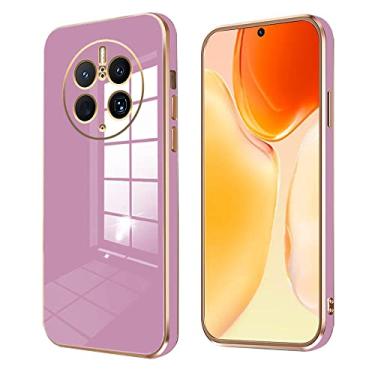 Imagem de Wousunly Compatível com Huawei Mate 50 Pro capa de silicone rosa, capa para celular Huawei Mate 50 Pro à prova de choque, fina e macia (roxa)