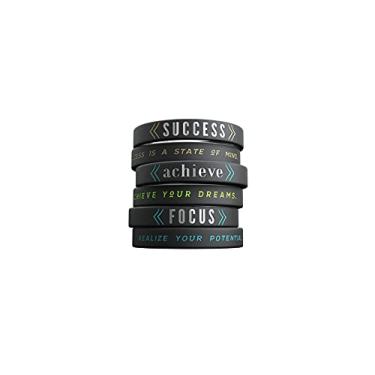 Imagem de Inkstone Pacote com 6 – Success, Achieve, Focus – Pulseiras motivacionais de silicone com mensagens inspiradoras – Tamanho adulto unissex para homens e mulheres pulseiras de borracha Elite Athletic