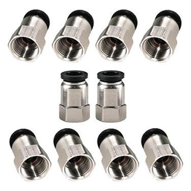 Imagem de Beduan BPF Conexões de ar empurrar para conectar tubo de 6 mm OD x rosca NPT de 1/8" fêmea nylon e latão niquelado (pacote com 10)
