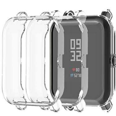 Imagem de (Pacote com 3) Capas protetoras de tela NTidea compatíveis com relógio Amazfit GTS 4 Mini/Bip U Pro/Bip S/Bip Lite/Bip 1S, capa macia de TPU (poliuretano termoplástico) à prova de choque, fina