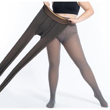 Imagem de kit 12 Meia-Calça Térmica Forrada Translúcida Legging Grossa Inverno Para Frio Peluciada