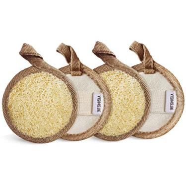 Imagem de Esponja esfoliante para o rosto, esponja de espuma macia e fácil para remoção de bucha facial (pacote com 4) esponja limpa de poros e cravos, marrom