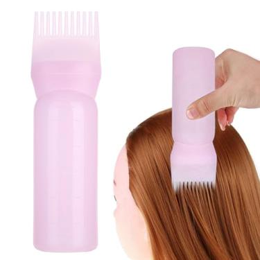 Imagem de Garrafa aplicadora de pente de raiz Sunicon, 160ml 3 cores garrafa de tingimento de cabelo escova shampoo cor de cabelo óleo pente aplicador ferramenta (Pink)