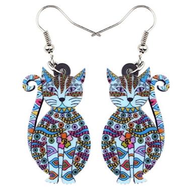Imagem de Brincos de gato pendentes de acrílico para animais de estimação, presente engraçado para meninas, crianças e mulheres Bonsny, Plástico, Sem pedra preciosa