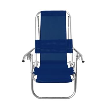 Imagem de CADEIRA DE PRAIA ALUMÍNIO DEITAR ALTA 5 POSIÇÕES 110KG (AZUL MARINHO)