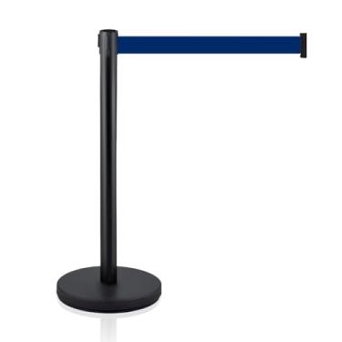 Imagem de MICHELANGELO Kit Pedestal Organizador Separador de Fila Preto com Fita Retrátil Azul 2 Metros de Comprimento (4)