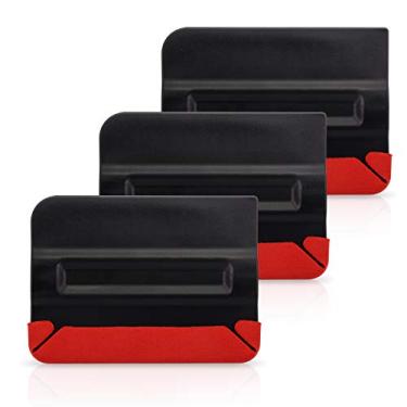 Imagem de Gomake Espátula de plástico brilhante de vinil, 10 cm, ímã embutido com borda grande de feltro para carro, ferramenta de aplicação de decalque raspador de vinil, pacote com 3