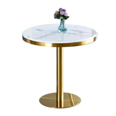 Imagem de Mesa de bistrô, mesa de bar redonda, mesa de pub de bistrô, mesa de cabeceira pequena para sofá, mesa de centro para jantar, trabalho, estudo - tampo de mármore e base de ferro