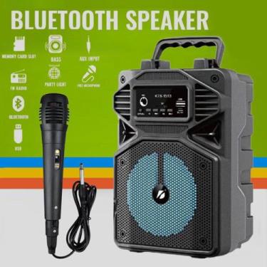Imagem de Caixa de Som Portátil Com Microfone Karaoke  Bluetooth Rádio FM PenDri
