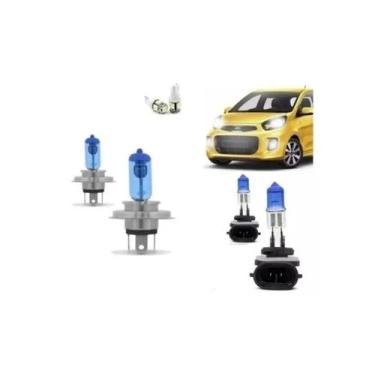 Imagem de Kit Lâmpadas Super Branca8500K H4 H27 Kia Picanto 2012 A - Blue Lion