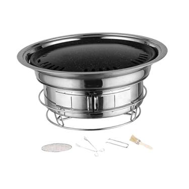Imagem de Bothyi Churrasqueira redonda aquecedora de bule para áreas externas e internas, churrasqueira para acampamento, churrasqueira para jardim, quintal, mochila, Style D