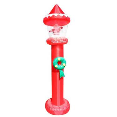 Imagem de Poste Inflável Papai Noel Feliz Natal Neve Artificial Bivolt Altura 2,