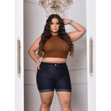 Imagem de Short e Bermuda Jeans  Plus size Feminina Lycra Elastano Empina Bumbum