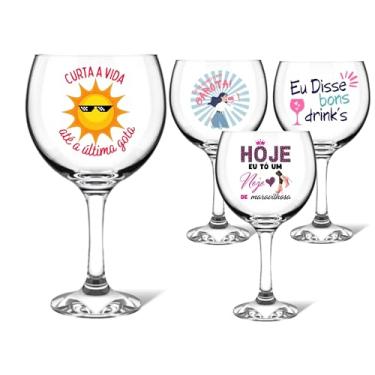 Imagem de 1 Taça Gin/Drinks Estampada 630ml Vidro Transparente Resistente P/Mulheres Ideia de Presente Lembrancinha Festa Premium (Maravilhosa)
