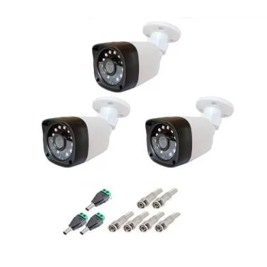 Imagem de kit 3 Câmera Bullet 4x1 Hd 720p Lente 2,8mm Infra 20 Metros + Conector