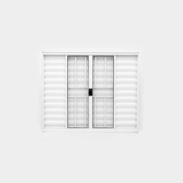 Imagem de Janela de Alumínio Veneziana 6 Folhas 100x100cm com Grade Plus Lux Esq