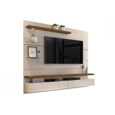 Imagem de Painel Quarto p/ TV até 55 Pol Greco c/ 1 Nicho 183x165cm Off White/De