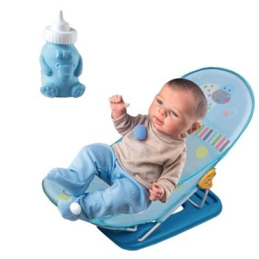Imagem de Kit Boneco Reborn Menino Real + Cadeirinha Hora do Banho - Milk Brinqu