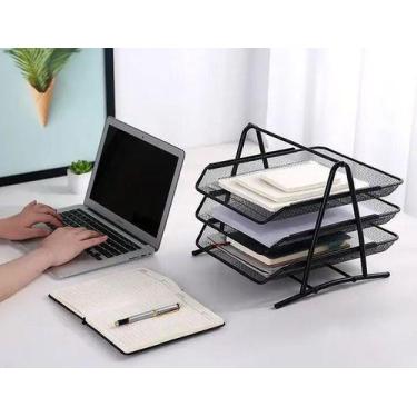 Imagem de Organizador Mesa Escritório Documento Papel A4 3 Bandejas - FUXING
