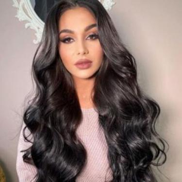 Imagem de Front lace peruca ondulada lisa preta loira californiana castanho escu