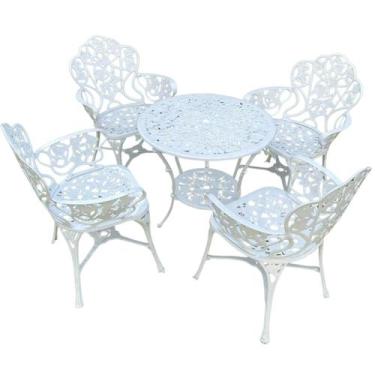 Imagem de Jogo de Mesa Nova Hera com 4 Cadeiras de Jardim e Alumínio Fundido - N
