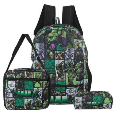 Imagem de Mochila Escolar Juvenil Incrível Hulk Costa Lancheira+Estojo - TOYS 2U