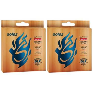 Imagem de Kit 2 Encordoamento Violão Aço Solez .010 Bronze SLATB10