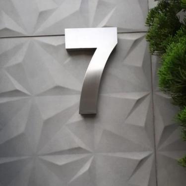 Imagem de Número 7 residencial em aço inox 15cm Casa Portão 3d- Estoque disponív