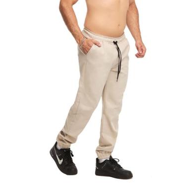 Imagem de Calça Plus Size Sarja Jogger Masculina Skinny Com Punho S01plusn - Woo