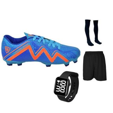 Imagem de Chuteira Campo Control Speed Gramado Travas Futebol + Meião Short Reló