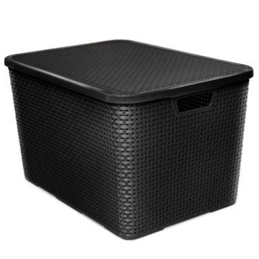 Imagem de Caixa Organizadora Multiuso C/ Tampa 15 Litros Cor Preta - Ladiv Comer