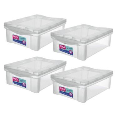 Imagem de Kit 4 Organizadores Plastico Cristal 13,5L Com Trava Ordene