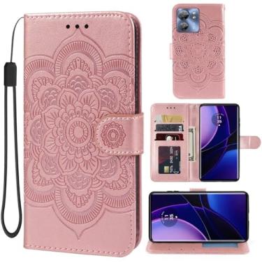 Imagem de Bohefo Capa para Motorola Edge 40/Motorola Edge 2023/Motorola Edge (geração 4), capa carteira de couro mandala, flip com suporte para cartão de crédito, suporte para celular para Motorola Edge 2023 5G