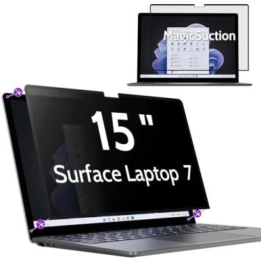 Imagem de Peslv Tela de privacidade para laptop de superfície de 15 polegadas 7, protetor preto antiespião removível MagicSuction™, filtro de luz azul brilhante para monitor de laptop Microsoft