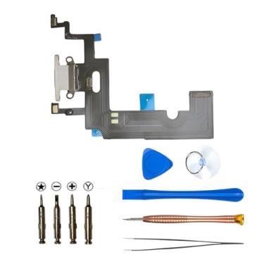 Imagem de sumsaruune Conector Dock para iPhone XR (A1984 A2105 A2106 A2108) - Cabo flexível de porta de carregamento - Porta de fone de ouvido/microfone/antena com kits de ferramentas de reparo