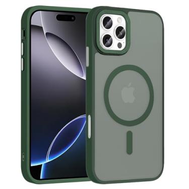 Imagem de TQLGY Capa magnética para iPhone 16 Pro Max de 6,9 polegadas, [compatível com MagSafe] Capa de telefone transparente fosca fina à prova de choque de grau militar com proteção contra quedas