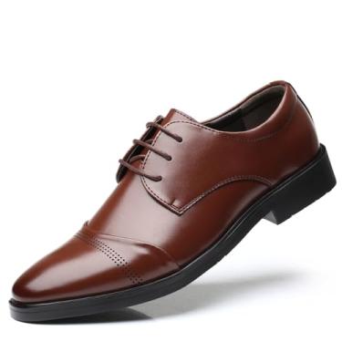 Imagem de TBDZBXT Sapato social masculino casual Oxford para negócios com cadarço Derby formal, Marrom, 42