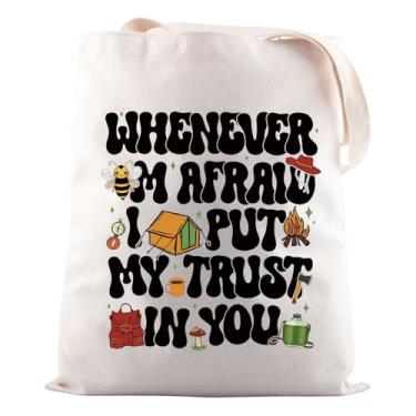 Imagem de JNIAP Camp Firelight Gift When I Am Afraid I Put My Trust in You Bolsa Cosmética Presente Bíblico de Férias, Sacola Whenever I'm Afraid