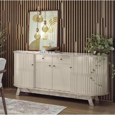 Imagem de Buffet Mônaco Tampo e Base Curvos Calacata Off White Madetec