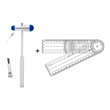 Imagem de Goniômetro Grande PVC 36cm Contec + Martelo Neuro Fisio Buck Reflexo P