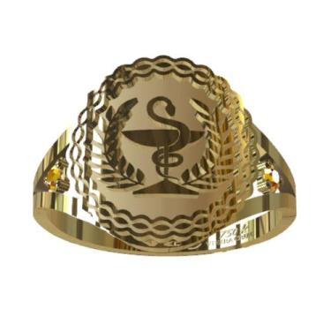 Imagem de Anel de Formatura Farmácia em Ouro 18K - Vieira Cruz Joias, 13, Ouro