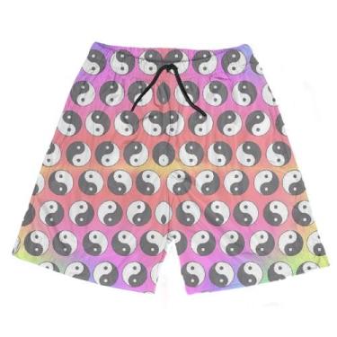 Imagem de Short Praia Shorts Banho Bermuda Verão Yin-Yang Cromático Colorido 300